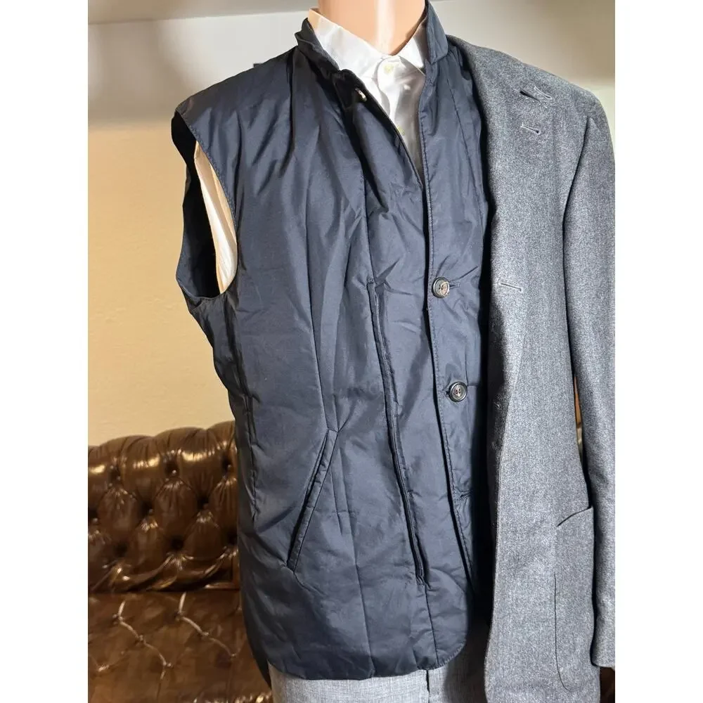 Brunello Cucinelli Hybrid Gray Cashmere Blazer w Nylon Vest Davos 52